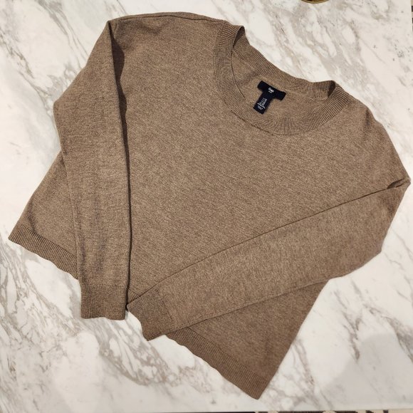 Gap Cropped Crewneck Knit | Tan/Brown | Size XS - Picture 7 of 7